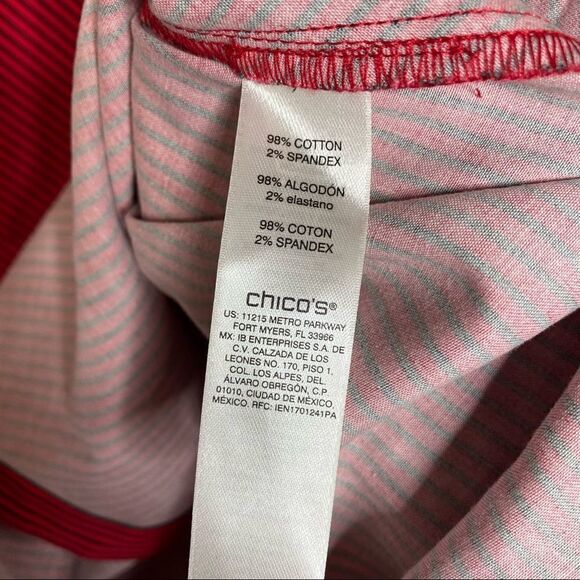 Chico's Red and Black Striped Button-Up Shirt (Size 1) - Picture 7 of 7